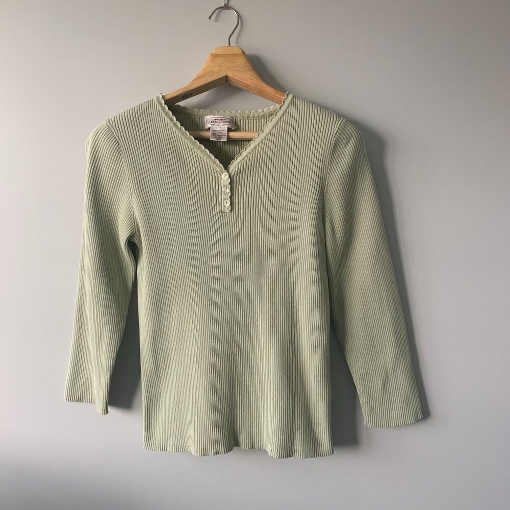 Northern Reflection knit light green sweater 3/4 sleeves size Medium